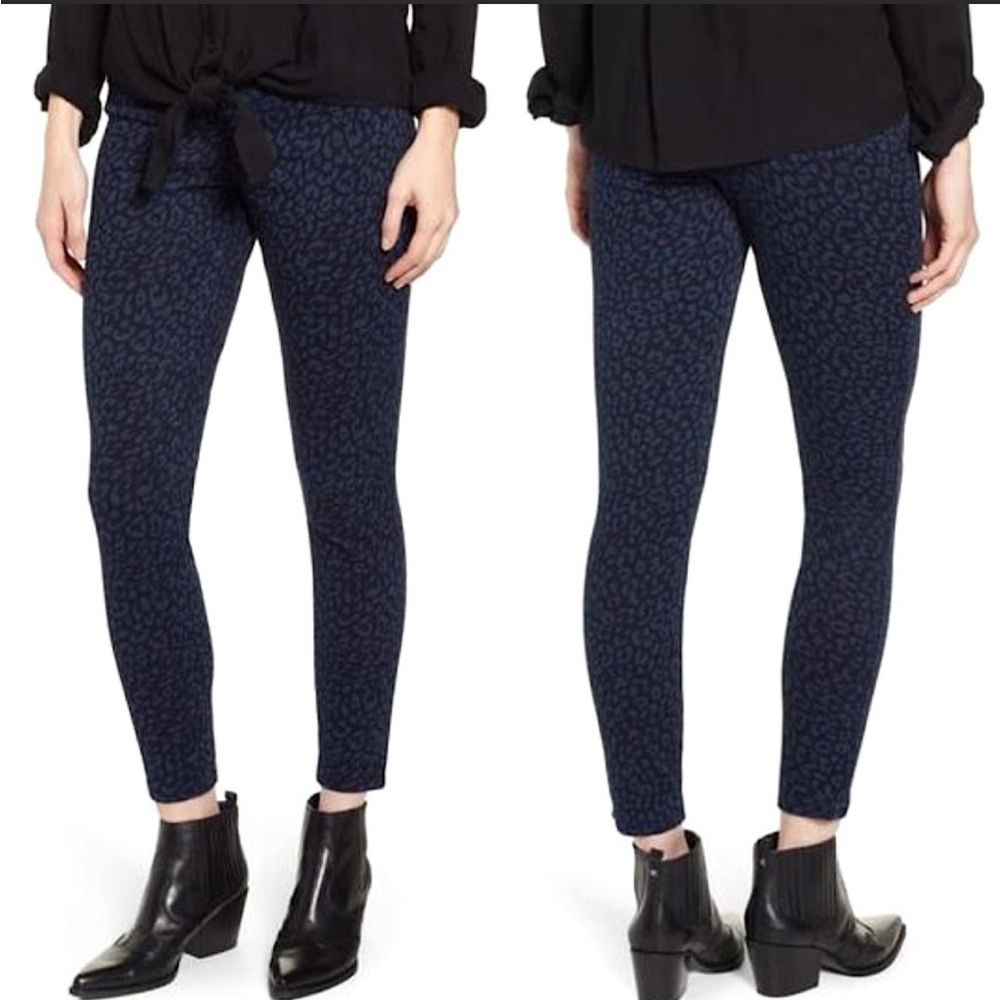 SPANX Navy Blue Leopard Print Leggings